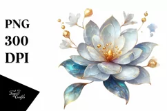 -Like Gardenia with Golden Insertions | Sublimation Clipart Product Image 1
