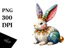 colorful Bunny made of Wood on Splashy Background, PNG Product Image 1