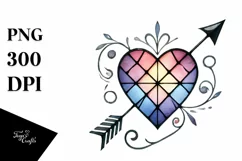 Stained Heart with Arrow, High-Res PNG Product Image 1