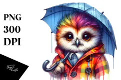Vibrant Owl in Watercolor, High-Res PNG Product Image 1