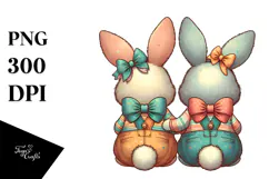 sitting view from back, 2 Vintage Bunnies, PNG Product Image 1