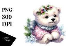 Digital Watercolor Adorned Baby Polar Bear PNG Product Image 1