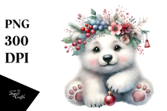 Digital Watercolor Adorned Baby Polar Bear PNG Product Image 1