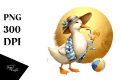 Watercolor Duck with Beachwear PNG Product Image 1
