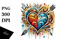 Stained Heart with Arrow, High-Res PNG Product Image 1