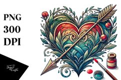 Stained Heart with Arrow, High-Res PNG Product Image 1