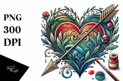 Stained Heart with Arrow, High-Res PNG Product Image 1