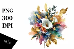 Colorful Bouquet Gold Foil | Sublimation | Clipart Product Image 1