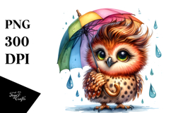Vibrant Owl in Watercolor, High-Res PNG Product Image 1