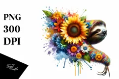 Abstract Watercolor Sloth, Transparent PNG Product Image 1