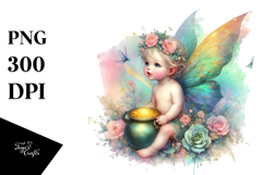 Colorful Baby Fairy with Pot of Gold, PNG Product Image 1