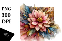 Small Stained Zinnia Frame PNG Product Image 1