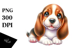 Happy Baby Basset Hound PNG Product Image 1