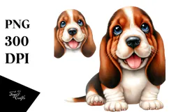 Happy Baby Basset Hound PNG Product Image 1