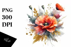Colorful Vibrant Bouquet Poppy | Sublimation | Clipart Product Image 3