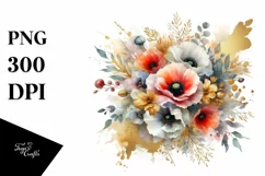 Vibrant Bouquet with Poppy and Splash | Clipart Product Image 3