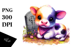 baby Cow Vibrant Drawing | Clipart Product Image 1