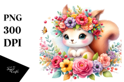 Adorned Squirrel Flower Crown | Clipart Product Image 1