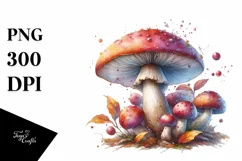 Magical Mushroom Watercolor, PNG Product Image 1
