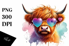 Highland Calf with Heart Sunglasses PNG Product Image 1