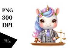 Watercolor Baby Unicorn Lawyer | Clipart Product Image 1