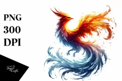 Paint Brush Style Pheonix Fire and Ice PNG Product Image 1