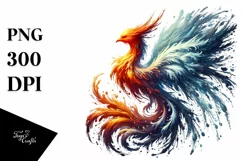 Paint Brush Style Pheonix Fire and Ice PNG Product Image 1