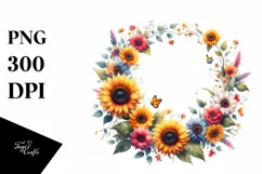 Watercolor Vibrant Floral Sunflower | Clipart Product Image 1