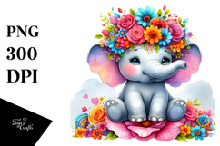 Cute Elephant Vibrant Flower | Clipart Product Image 1