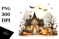 Simple Retro Halloween Scene, PNG Product Image 1