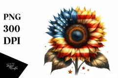 Vibrant Sunflower with USA Flag Colors | Sublimation Clipart Product Image 1
