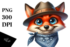 Funny Baby Fox with Hat PNG Product Image 1