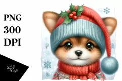 Cute Baby Dog Dressed for Christmas PNG Product Image 1