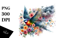 Colorful Bird Painting PNG Product Image 1
