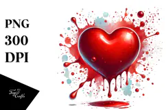 Red Glossy Heart Painted, Vibrant PNG Product Image 1