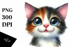 Happy Cat Portrait, Digital PNG Product Image 1