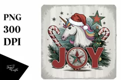 Retro Joy Unicorn Santa Hat Png Product Image 5