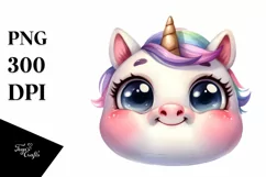 Expressive Baby Face Unicorn, Transparent PNG Product Image 1