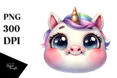 Expressive Baby Face Unicorn, Transparent PNG Product Image 1