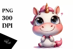 Expressive Baby Face Unicorn, Transparent PNG Product Image 1
