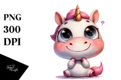 Expressive Baby Face Unicorn, Transparent PNG Product Image 1