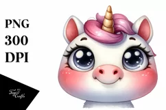 Expressive Baby Face Unicorn, Transparent PNG Product Image 1