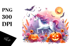 Unicorn Halloween Scenery | Sublimation Clipart Product Image 1