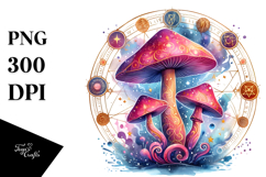 Vibrant Magical Celestial Mushroom, PNG Product Image 1