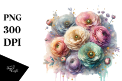 Colorful Ranunculus Diamond PNG Product Image 1