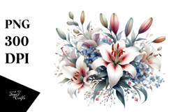 Colorful Washed Watercolor Lily Frame | Sublimation Clipart Product Image 1