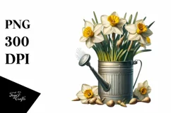 Detailed Sprinkler Can with Daffodil|Clipart Product Image 1