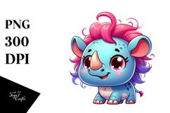 Colorful Cute Cartoon Baby Rhino | Sublimation | Clipart Product Image 3