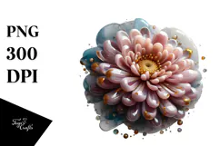 Abstract Chrysanthemum with Golden Insertions PNG Product Image 1