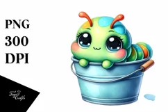 Colorful Smiling Baby Caterpillar in Bucket | Sublimation | Product Image 3